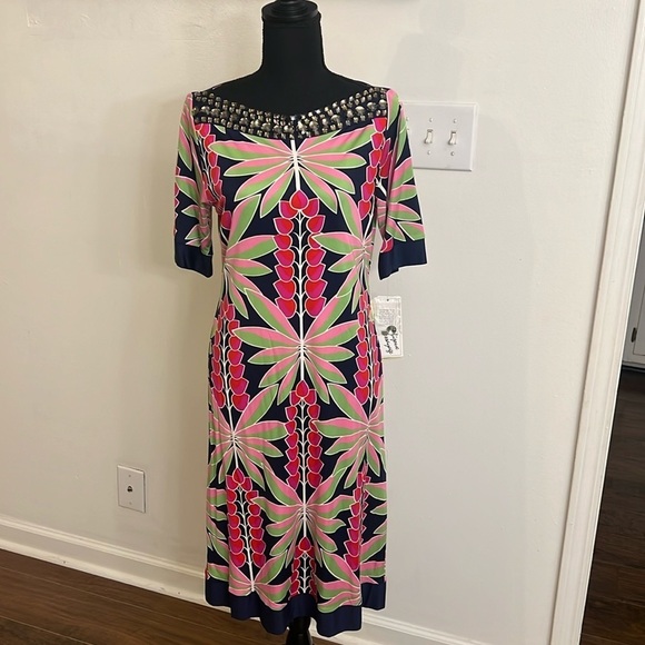 NWT Peter Nygard Designer 100% Silk Dress, Sz. Medium. - Picture 1 of 12